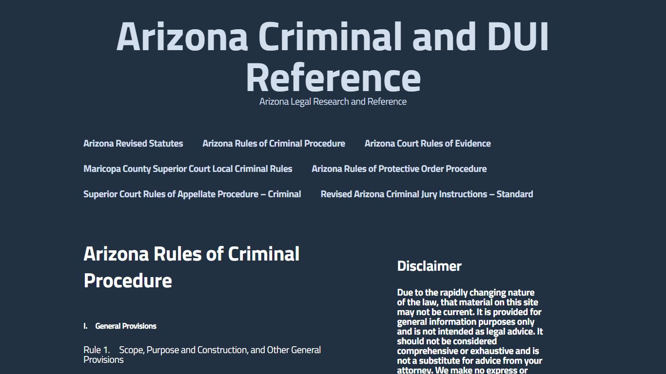 Arizona Rules of Criminal Procedure